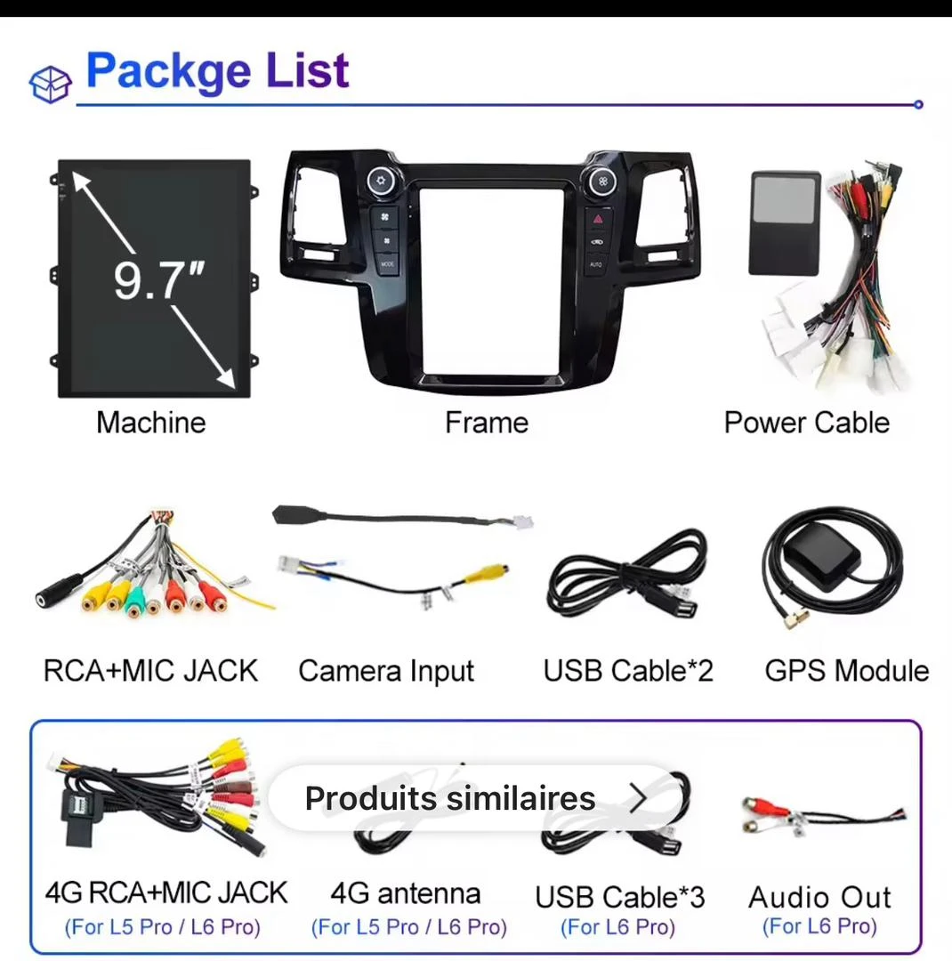 Carplay pour Tesla Style pour Toyota Fortuner Hilux MT Revo 2005 - 2015